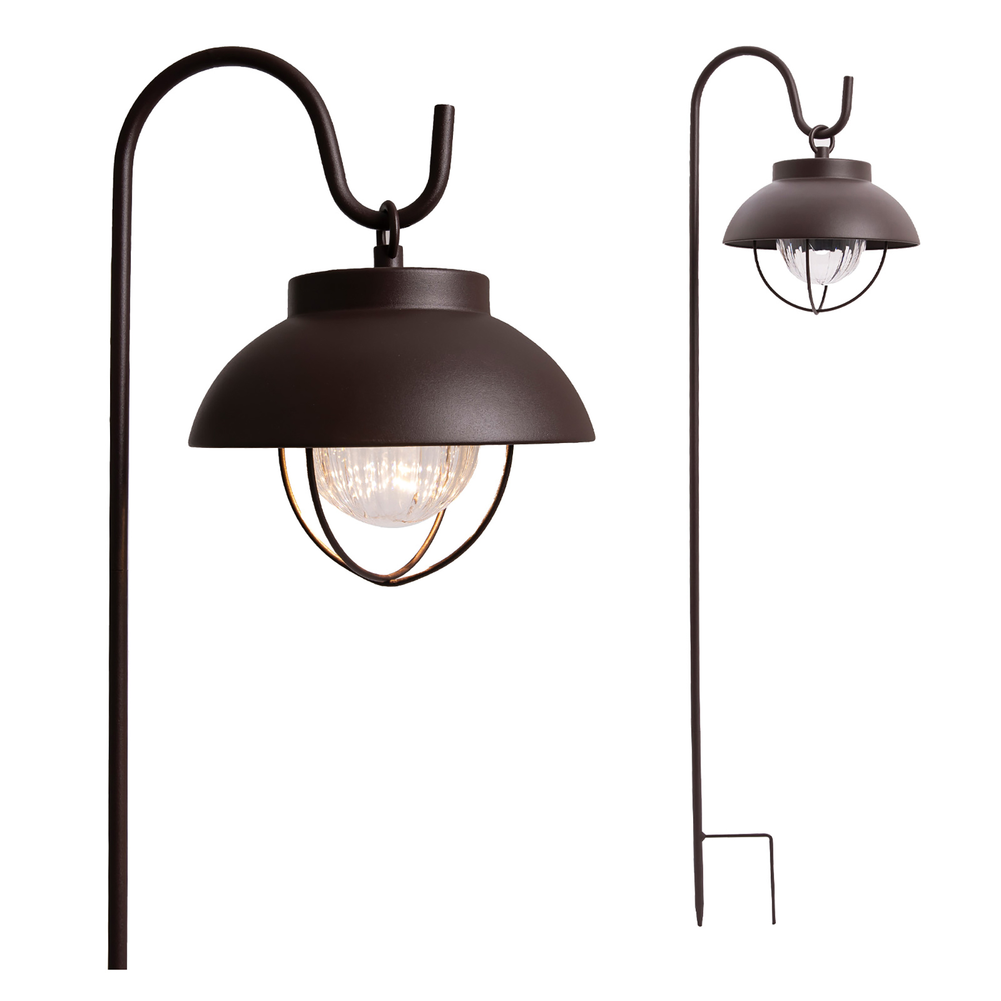 Home Zone Security Solar Farmhouse-Style LED Metal Garden Hanging Lanterns — 15 Lumens, 2-Pack, Bronze, Model# ELJ9157V